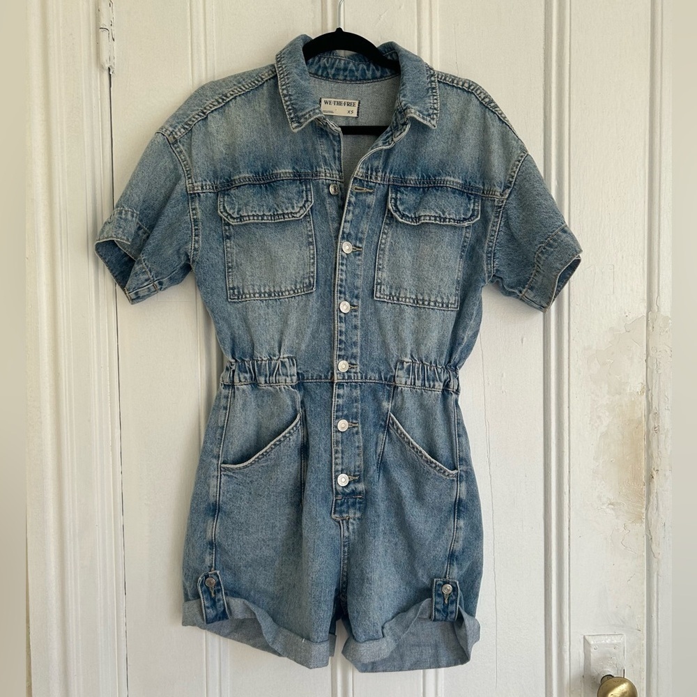 Free People Marci Denim Romper - Picture 3 of 6